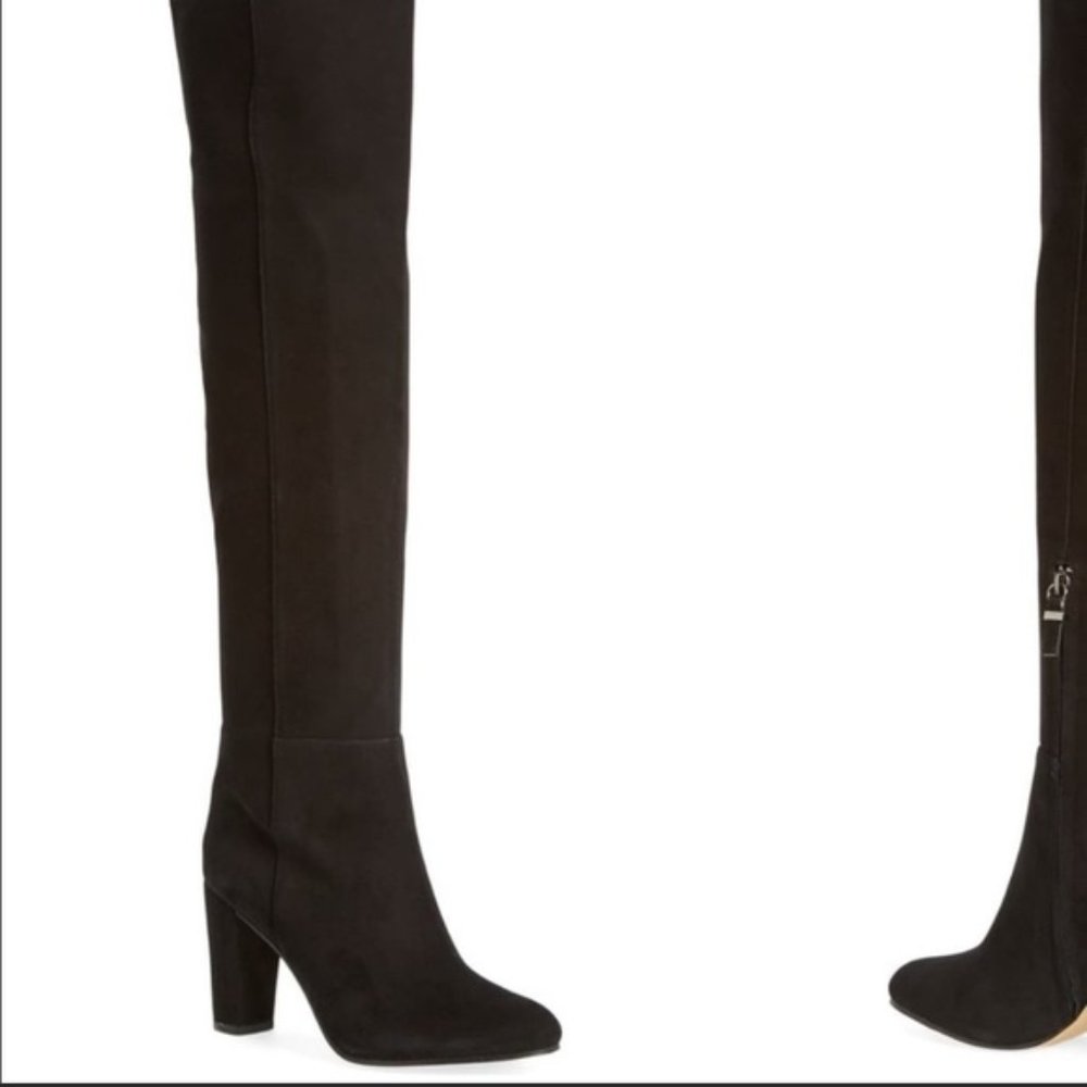 Halogen Noble Black suede over the knee boots